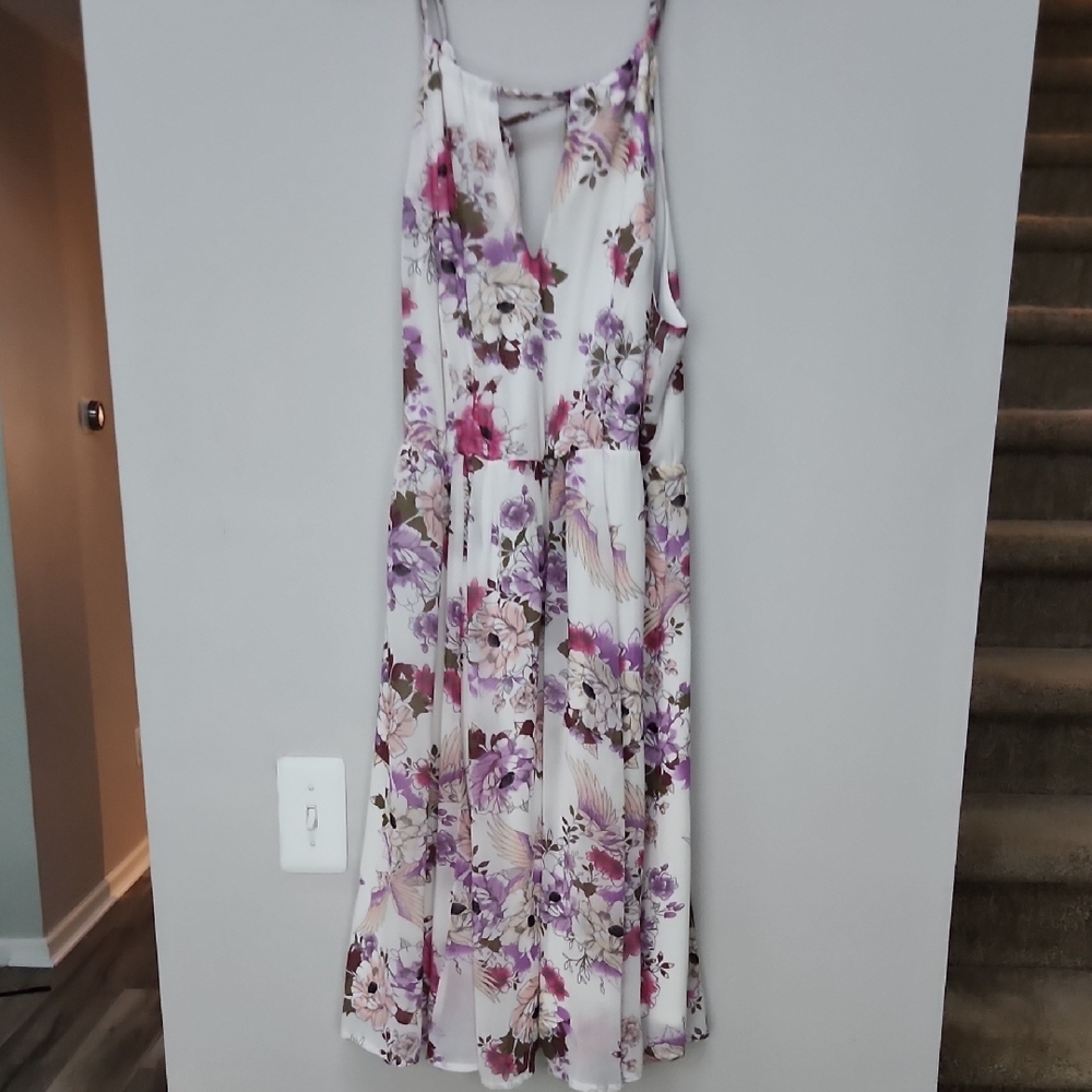 Torrid 1X Floral Sleeveless Dress White and Purple